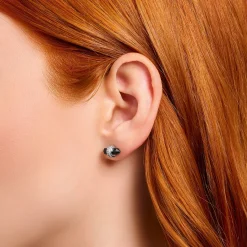 Best Ohrstecker mit schwarzem Onyx Kristall Silber Damen Ohrstecker|925 Silber