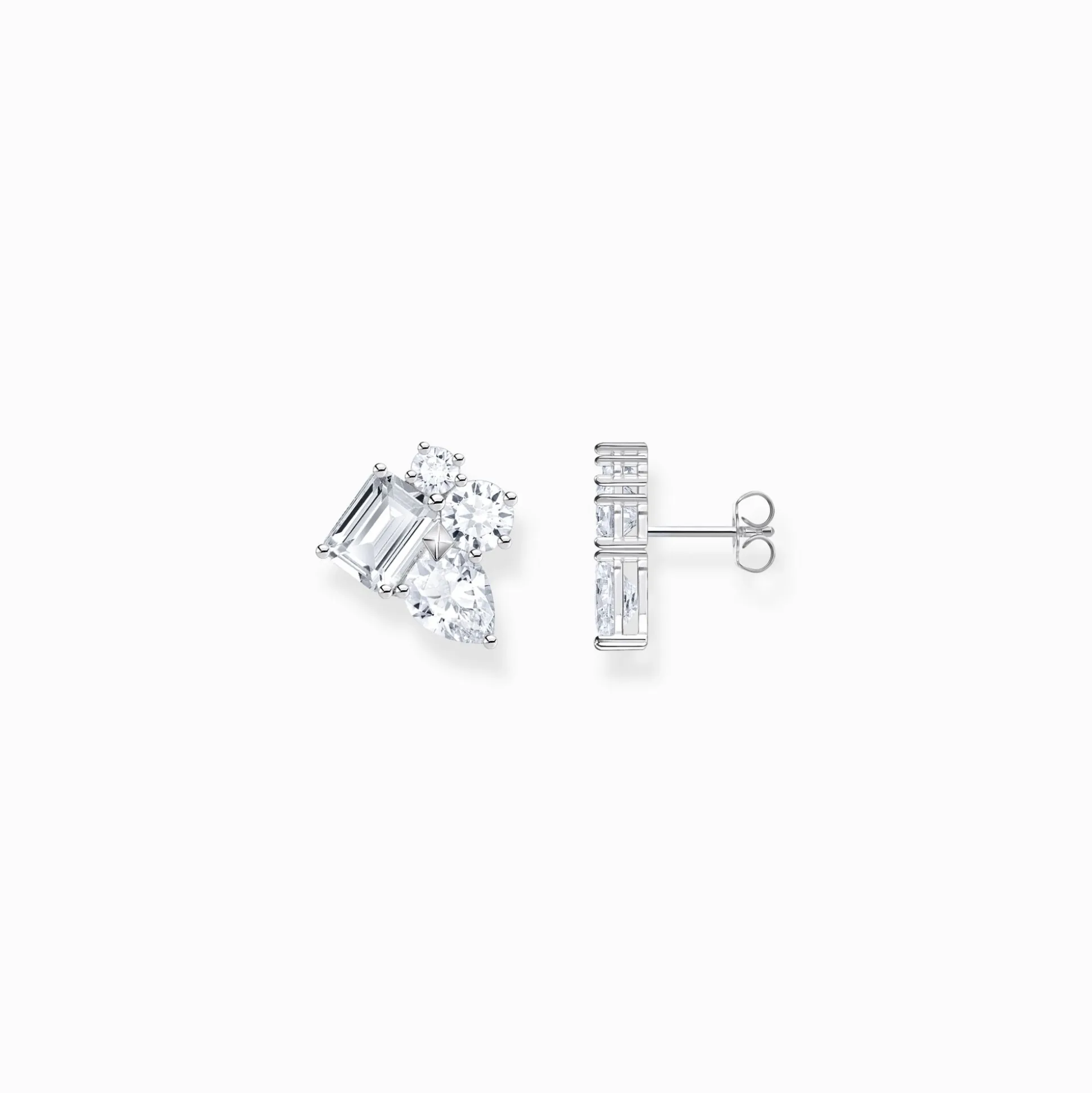 Best Ohrstecker mit vier weißen Steinen Silber Damen Ohrstecker|Ohrringe