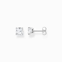Sale Ohrstecker mit weißem Stein Silber Damen Ohrstecker