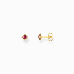 Fashion Ohrstecker Vintage mit rotem Stein vergoldet Damen Ohrstecker|18K Vergoldung - 925 Silber