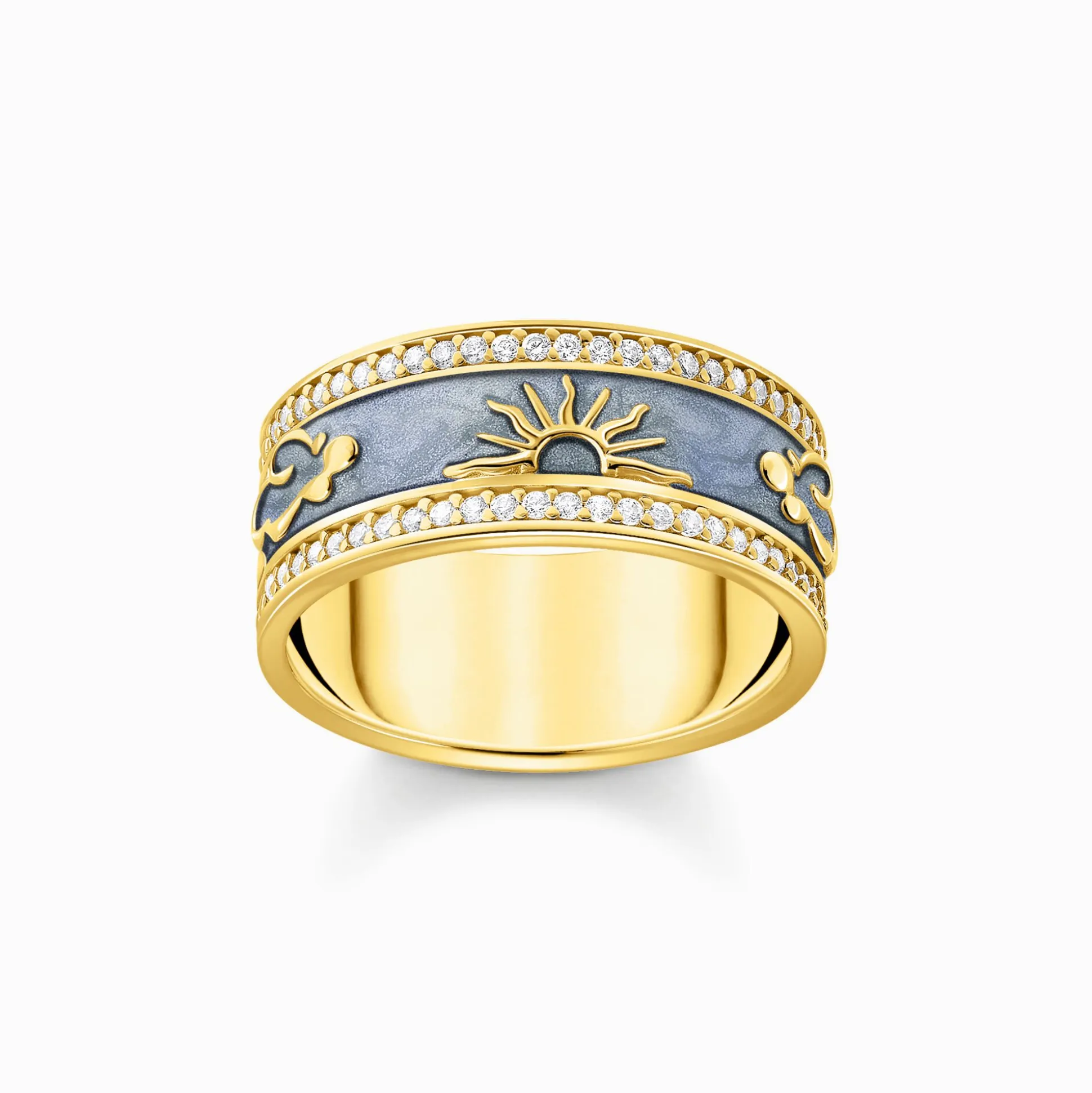 Flash Sale Ring blau mit kosmischen Symbolen vergoldet Damen Ringe|18K Vergoldung - 925 Silber