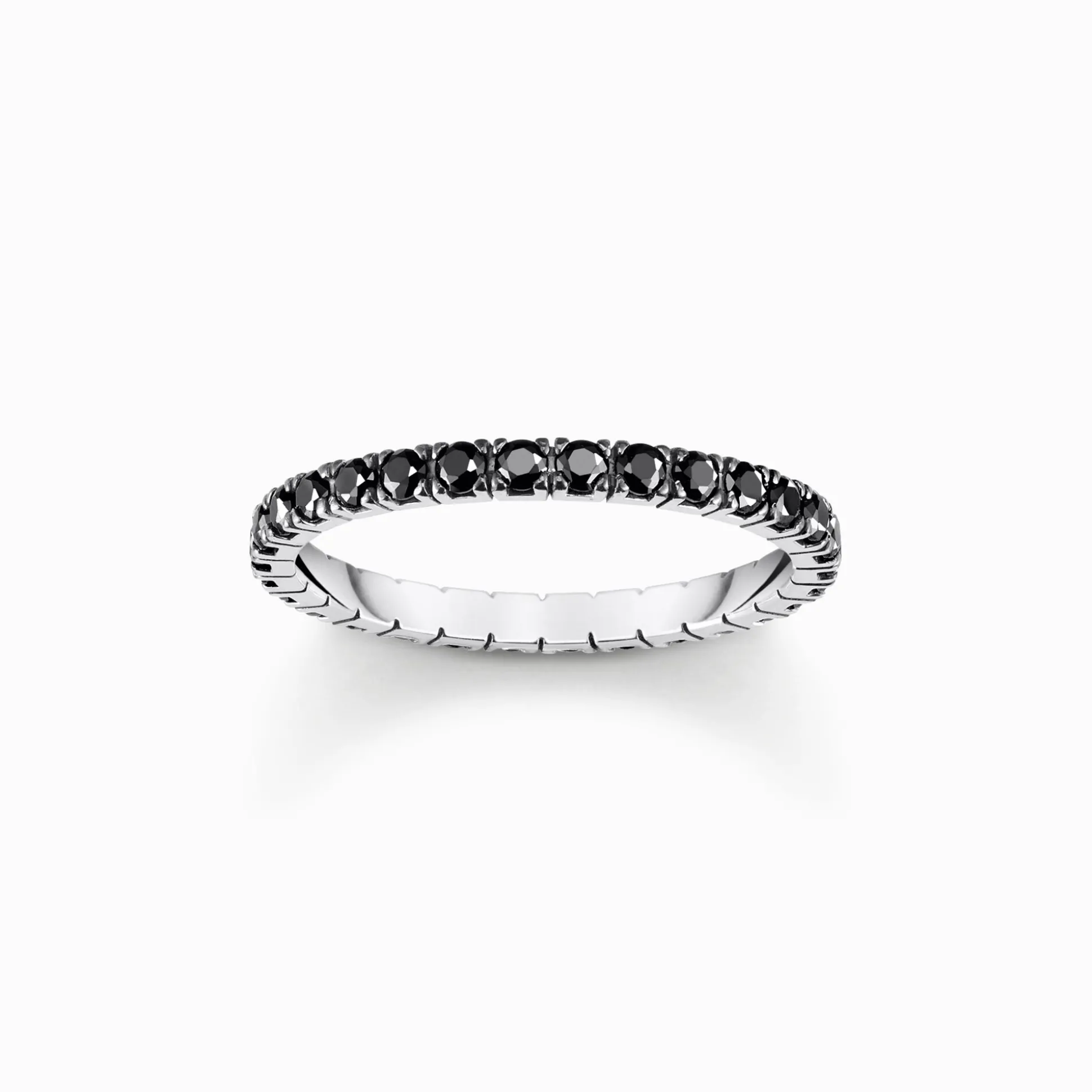 Outlet Ring in zartem Design mit schwarzen Steinen Silber geschwärzt Damen Ringe|925 Silber