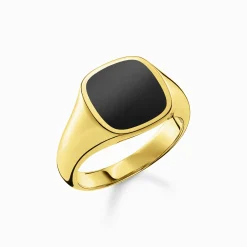 New Ring klassisch schwarz-gold Damen Ringe|Ringe