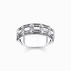 Clearance Ring Krokodilpanzer breit Silber geschwärzt Damen Ringe|Ringe