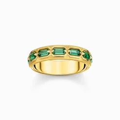 Online Ring Krokodilpanzer mit smaragdgrünen Steinen vergoldet Damen Ringe|18K Vergoldung - 925 Silber