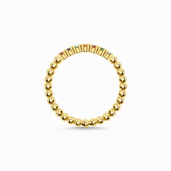Clearance Ring Kugeln farbige Steine gold Damen Ringe|18K Vergoldung - 925 Silber