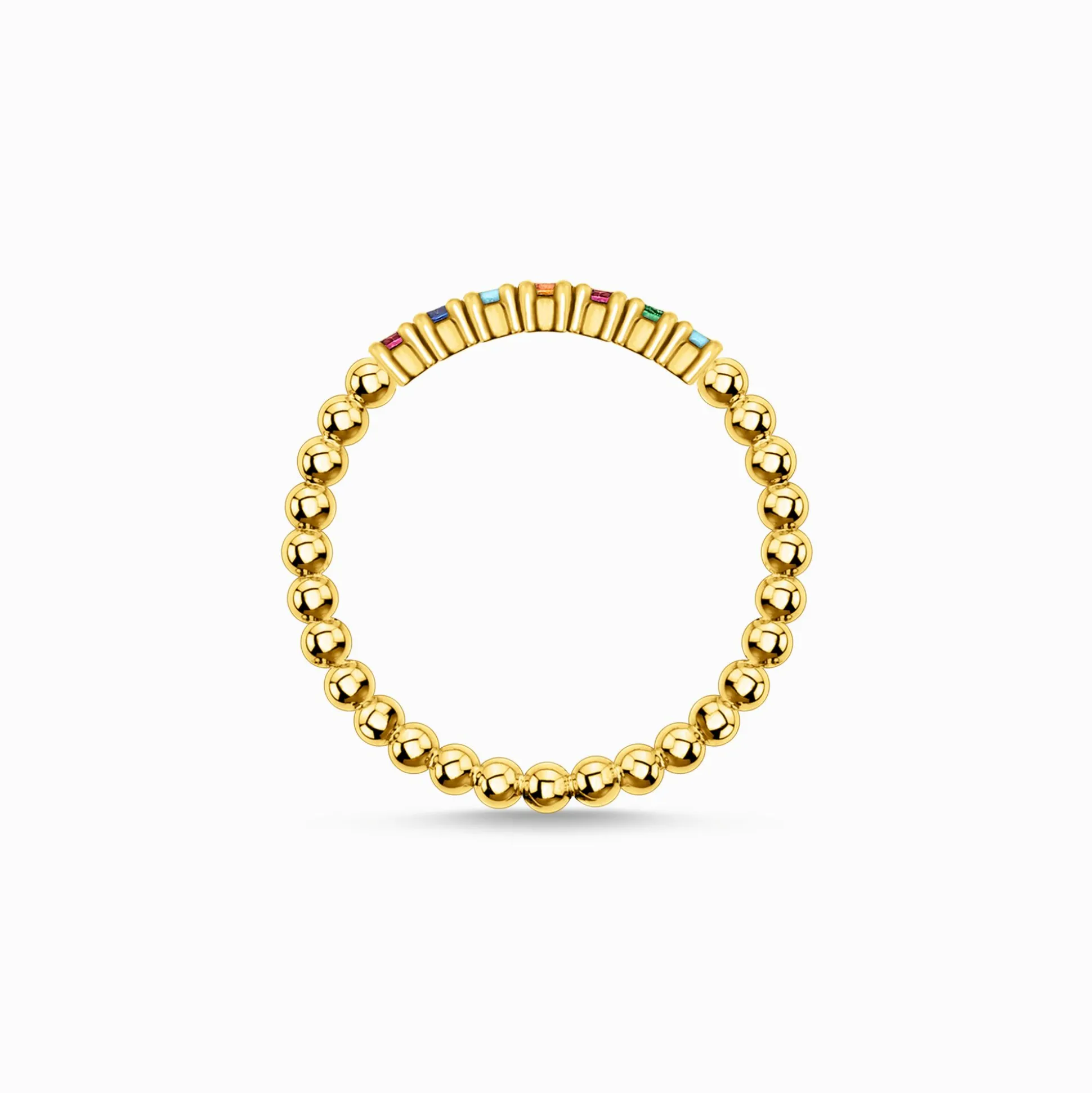Clearance Ring Kugeln farbige Steine gold Damen Ringe|18K Vergoldung - 925 Silber