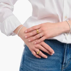 Sale Ring mit geschwungener Form vergoldet Damen Ringe|18K Vergoldung - 925 Silber