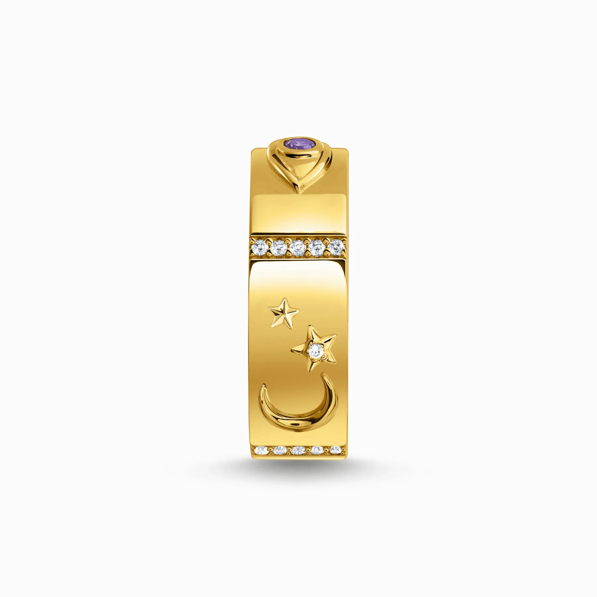 Hot Ring mit kosmischen Symbolen und bunten Steinen vergoldet Damen Ringe|18K Vergoldung - 925 Silber