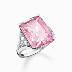 Best Ring mit pinken und weißen Steinen Silber Damen Ringe