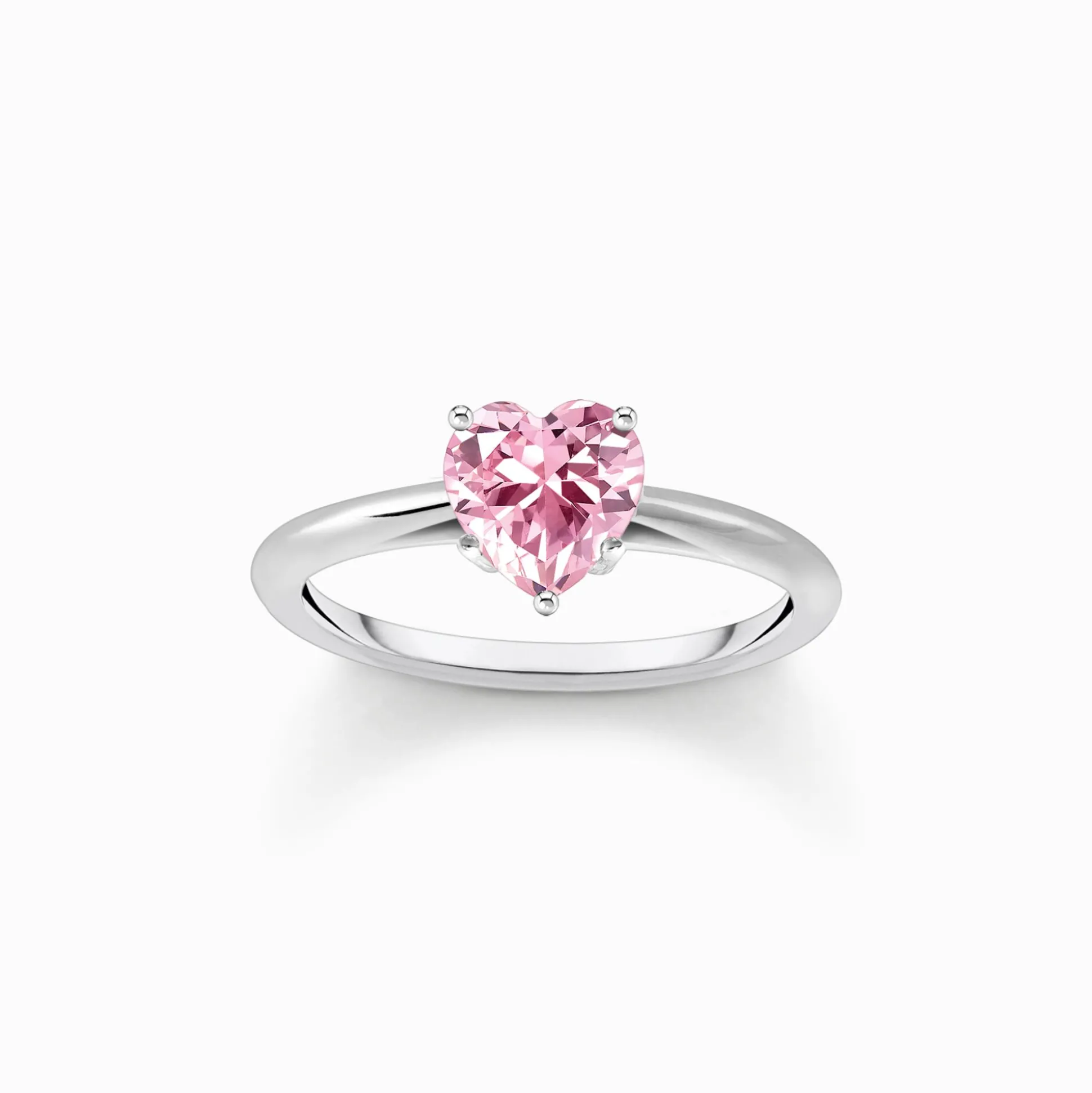 Best Sale Ring mit pinkfarbenem Stein in Herzform Silber Damen Ringe