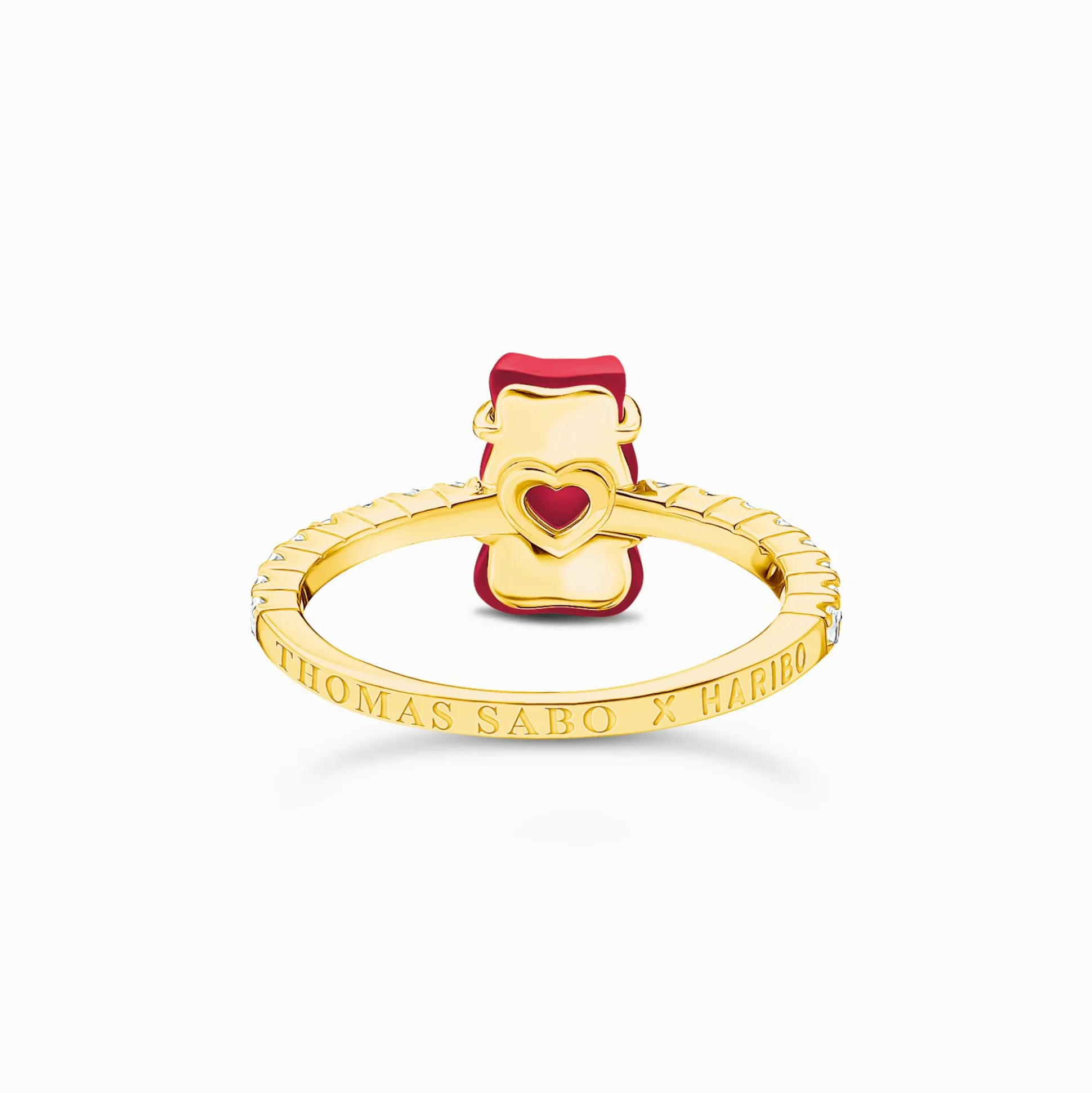 Best Sale Ring mit rotem Mini-Goldbären und Steinen vergoldet Damen Ringe|18K Vergoldung - 925 Silber