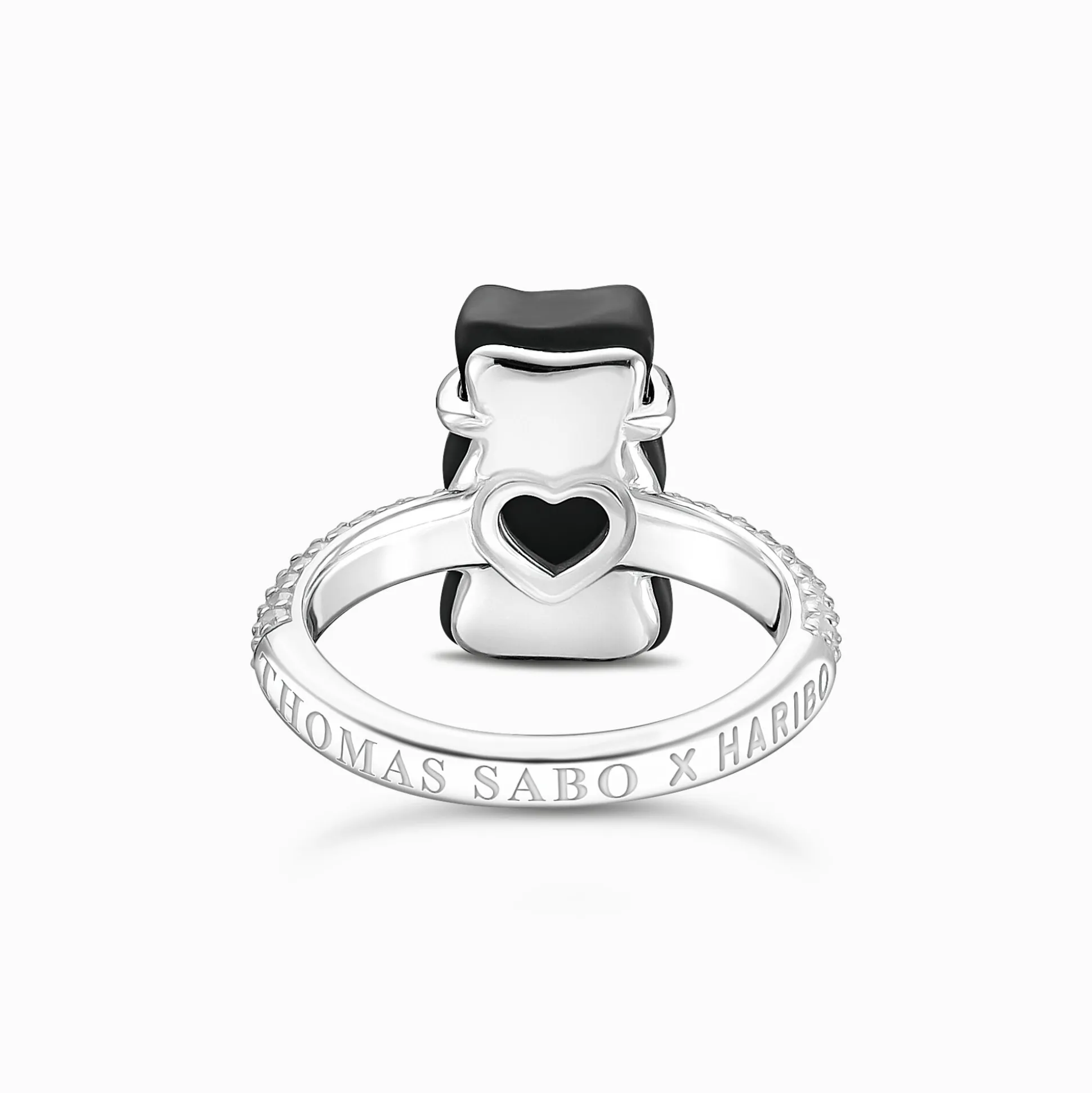 Fashion Ring mit schwarzem Goldbären und Steinen Silber Damen Ringe|Ringe
