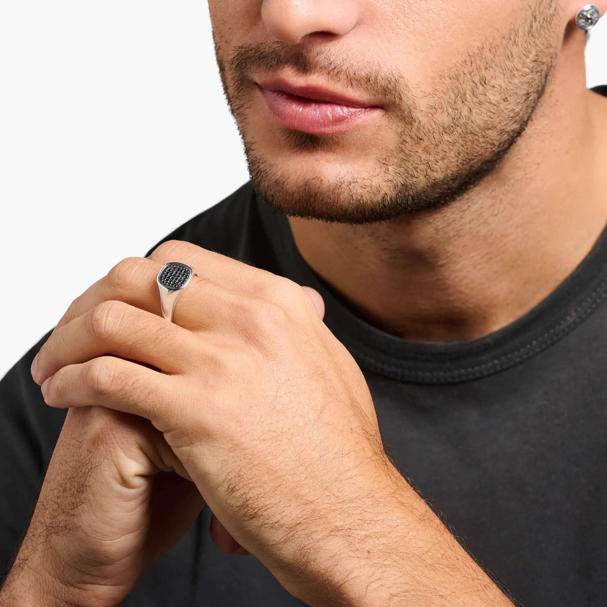 Cheap Ring mit schwarzen Steinen silber Damen Ringe|Ringe