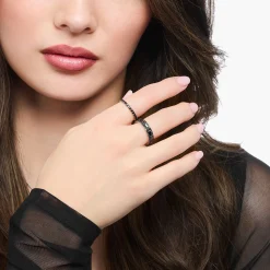 Sale Ring mit schwarzen Steinen Silber geschwärzt Damen Ringe|925 Silber