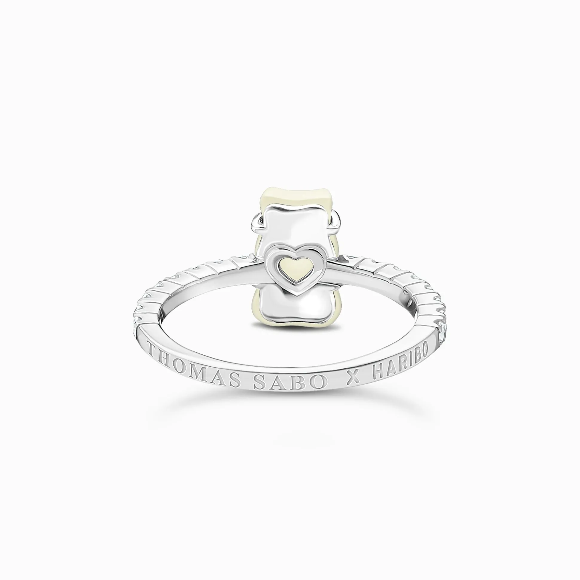Shop Ring mit weißem Mini-Goldbären und Steinen Silber Damen Ringe|925 Silber