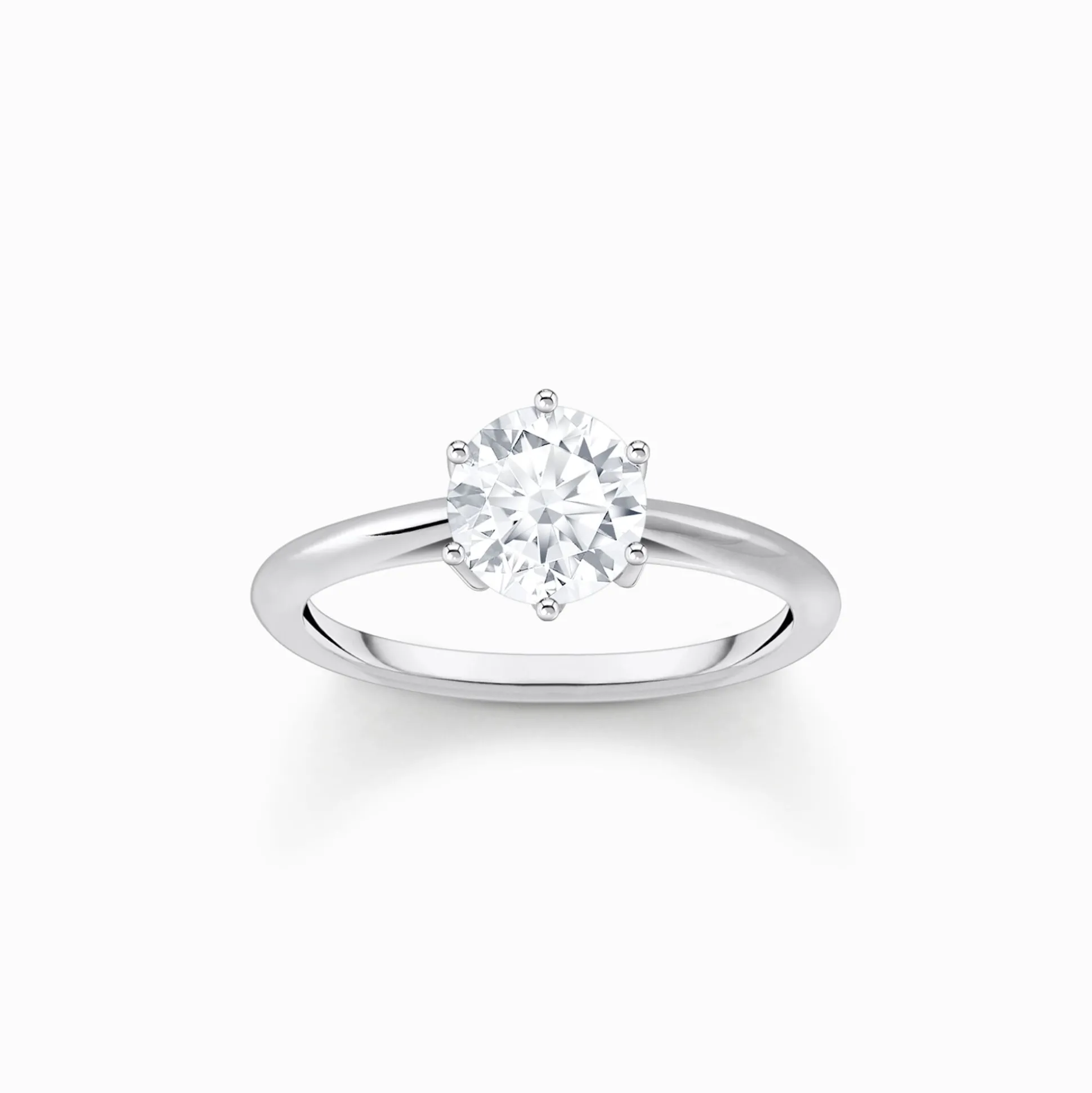 Discount Ring mit weißem Stein im Brillantschliff Silber Damen Ringe