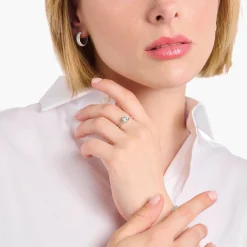 Discount Ring mit weißem Stein im Brillantschliff Silber Damen Ringe