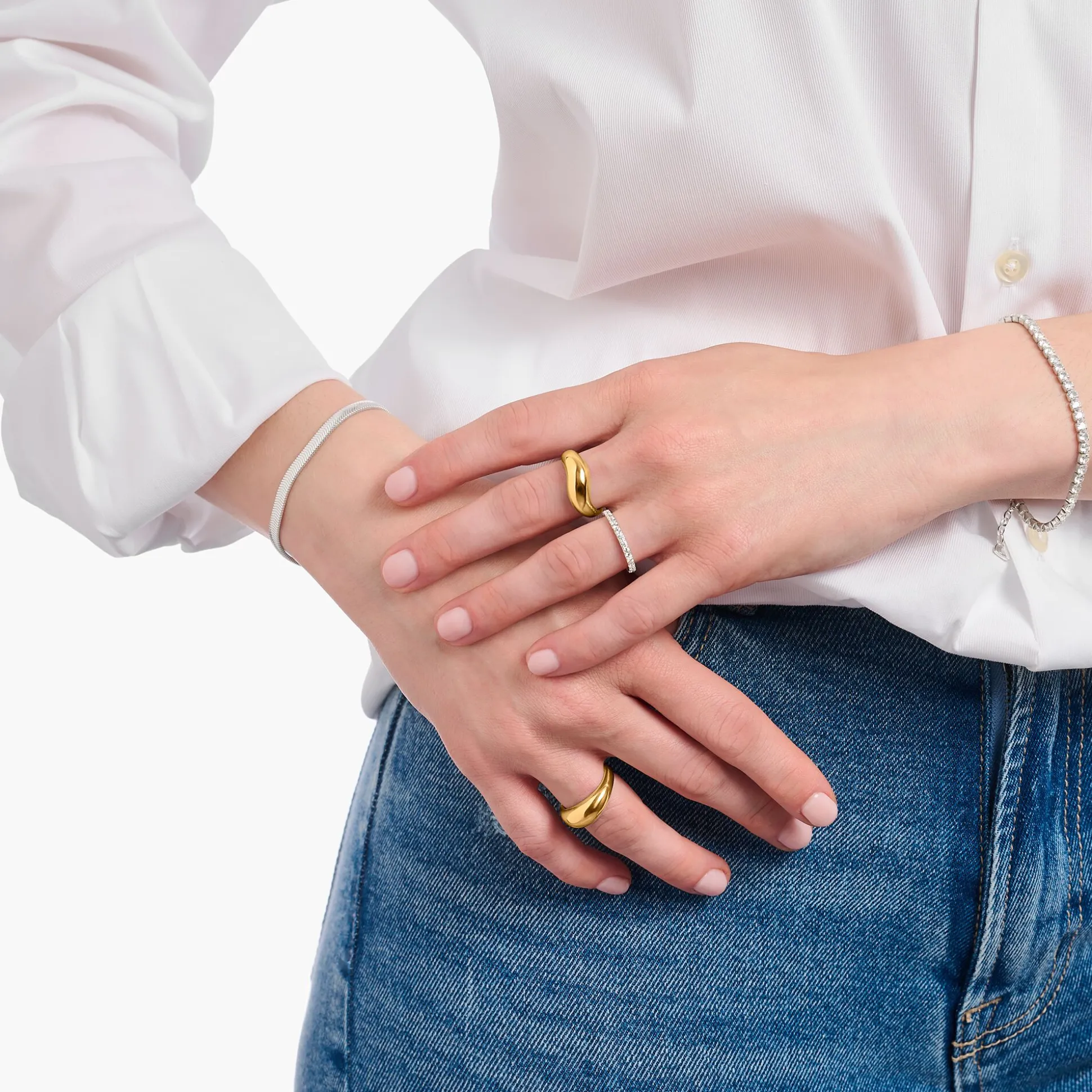 Cheap Ring mit zeitlos-edlem Design vergoldet Damen Ringe|18K Vergoldung - 925 Silber