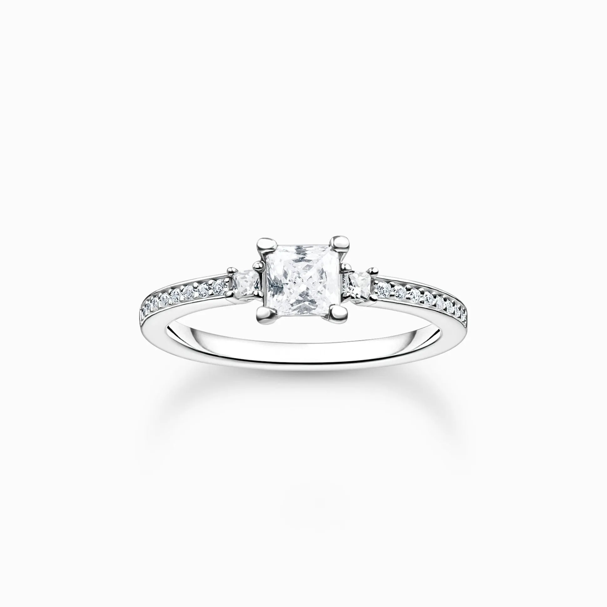 Cheap Ring Pavé weißer Stein silber Damen Ringe