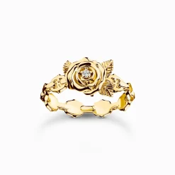 Cheap Ring Rose Roses Romance vergoldet Damen Ringe|18K Vergoldung - 925 Silber