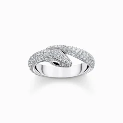 New Ring Schlange mit weißen Steinen Silber Damen Ringe|925 Silber