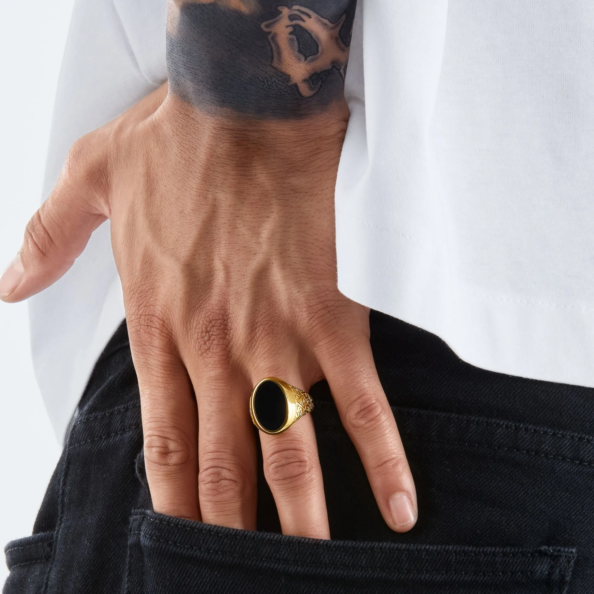New Ring schwarz-gold Damen Ringe|Ringe
