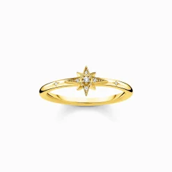 Cheap Ring Stern mit Steinen gold Damen Ringe|18K Vergoldung - 925 Silber