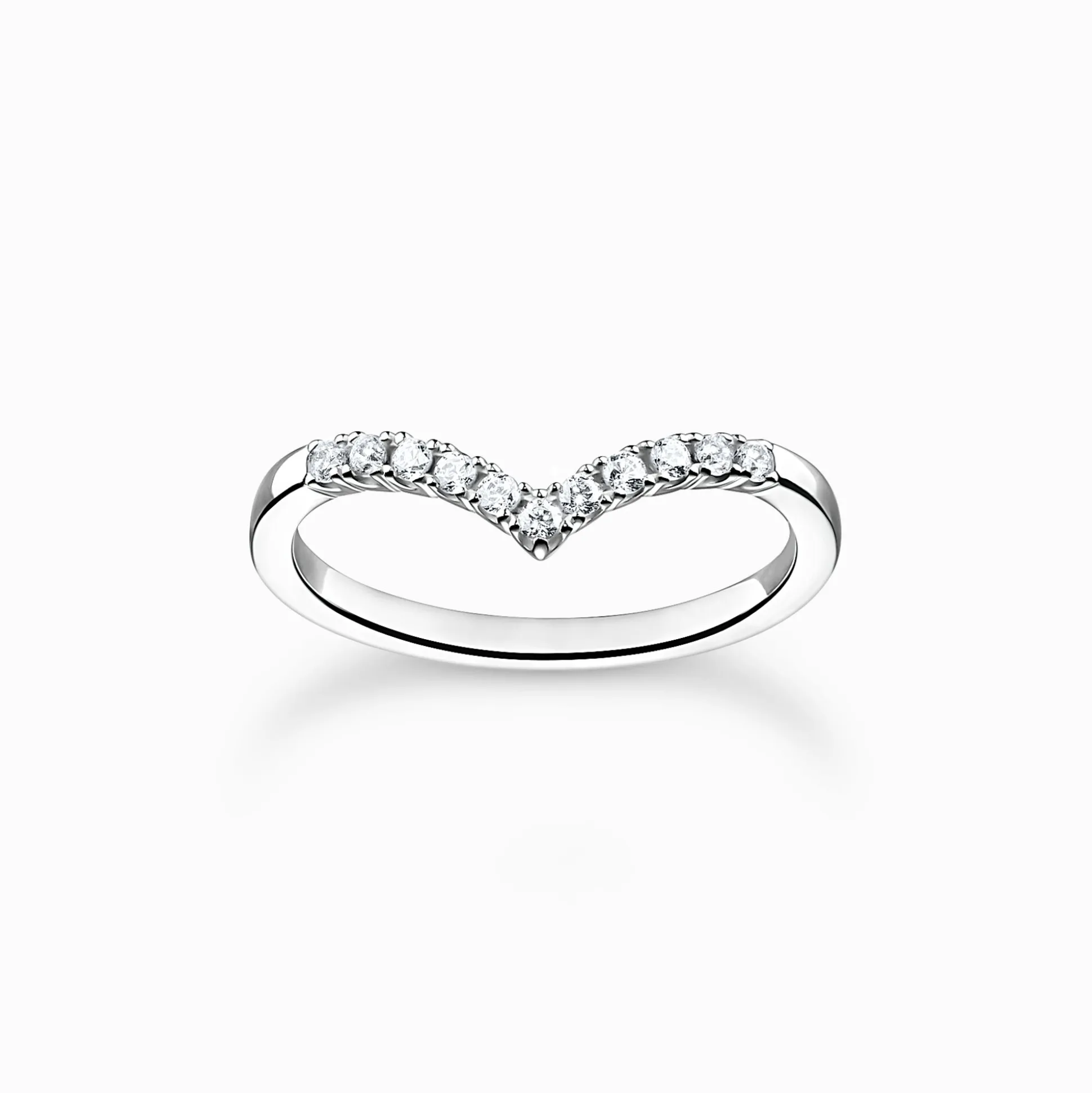 Discount Ring V-Form mit weißen Steinen silber Damen Ringe