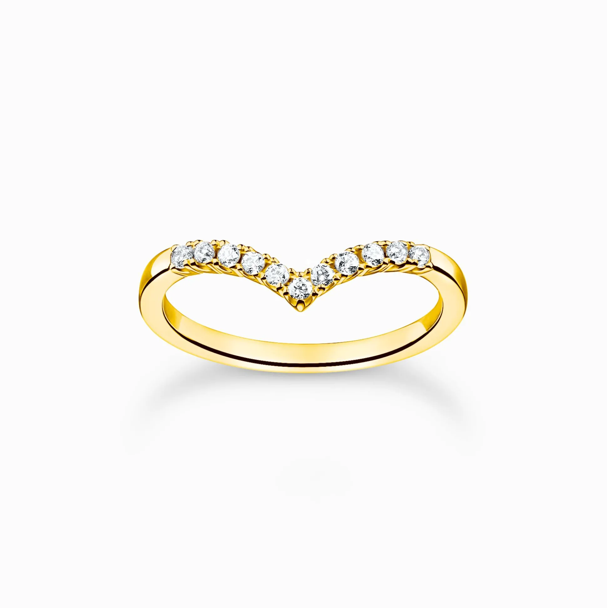 Online Ring V-Form mit weißen Steinen gold Damen Ringe|18K Vergoldung - 925 Silber
