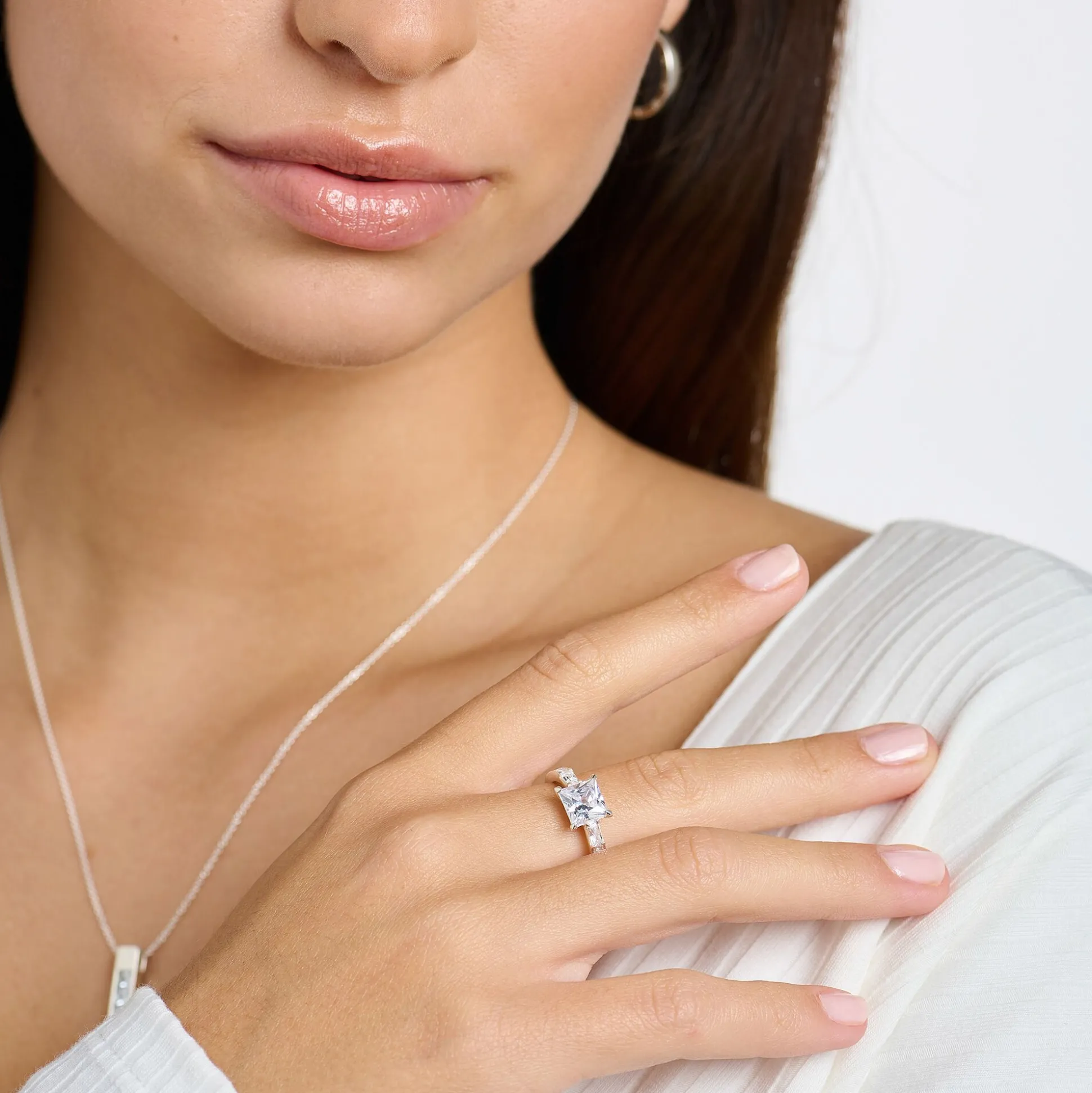 Outlet Ring weiße Steine silber Damen Ringe|925 Silber