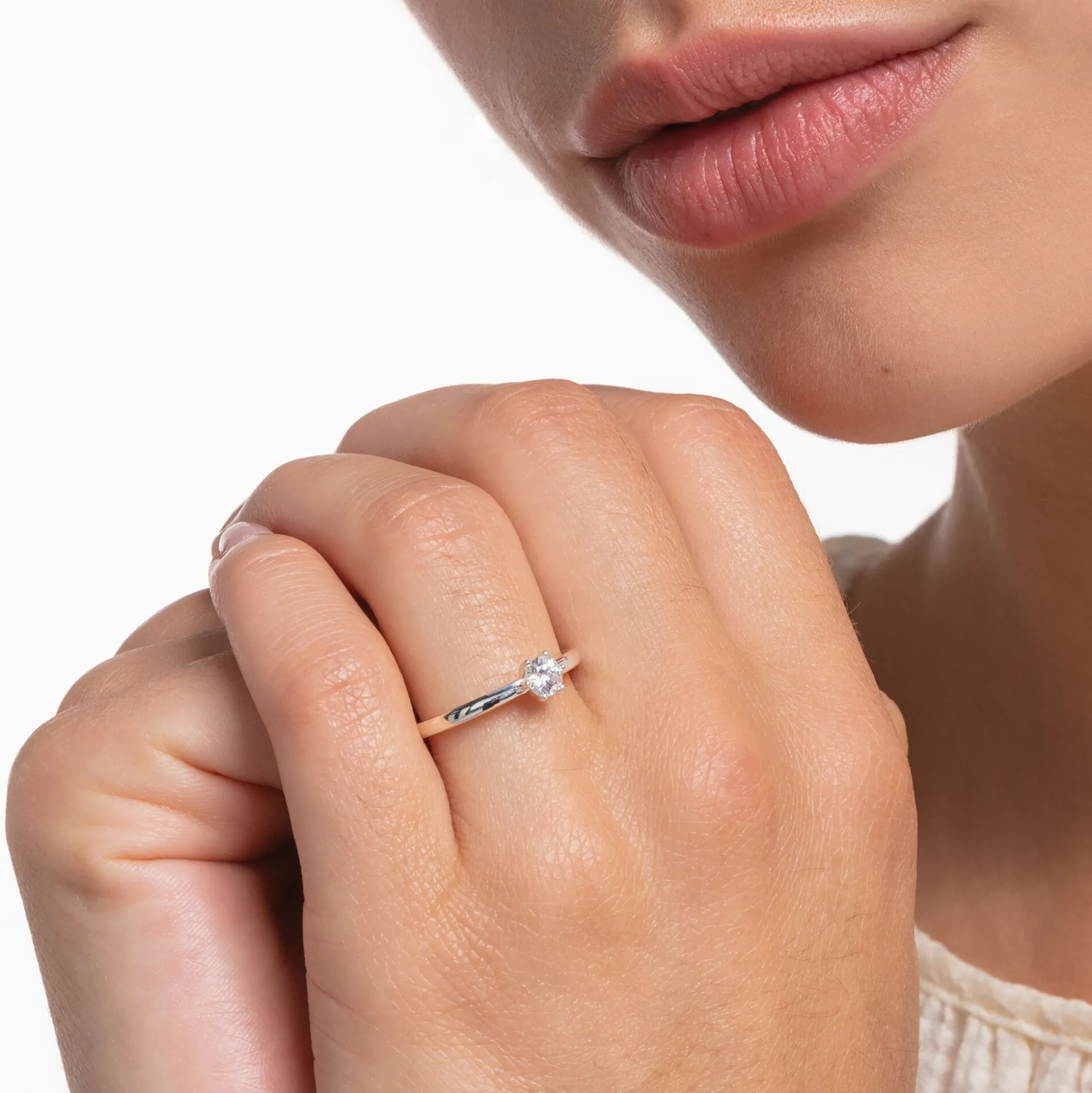 Best Ring weißer Stein silber Damen Ringe