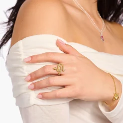 Discount Schlangen-Ring Tempting Romance vergoldet Damen Ringe|18K Vergoldung - 925 Silber