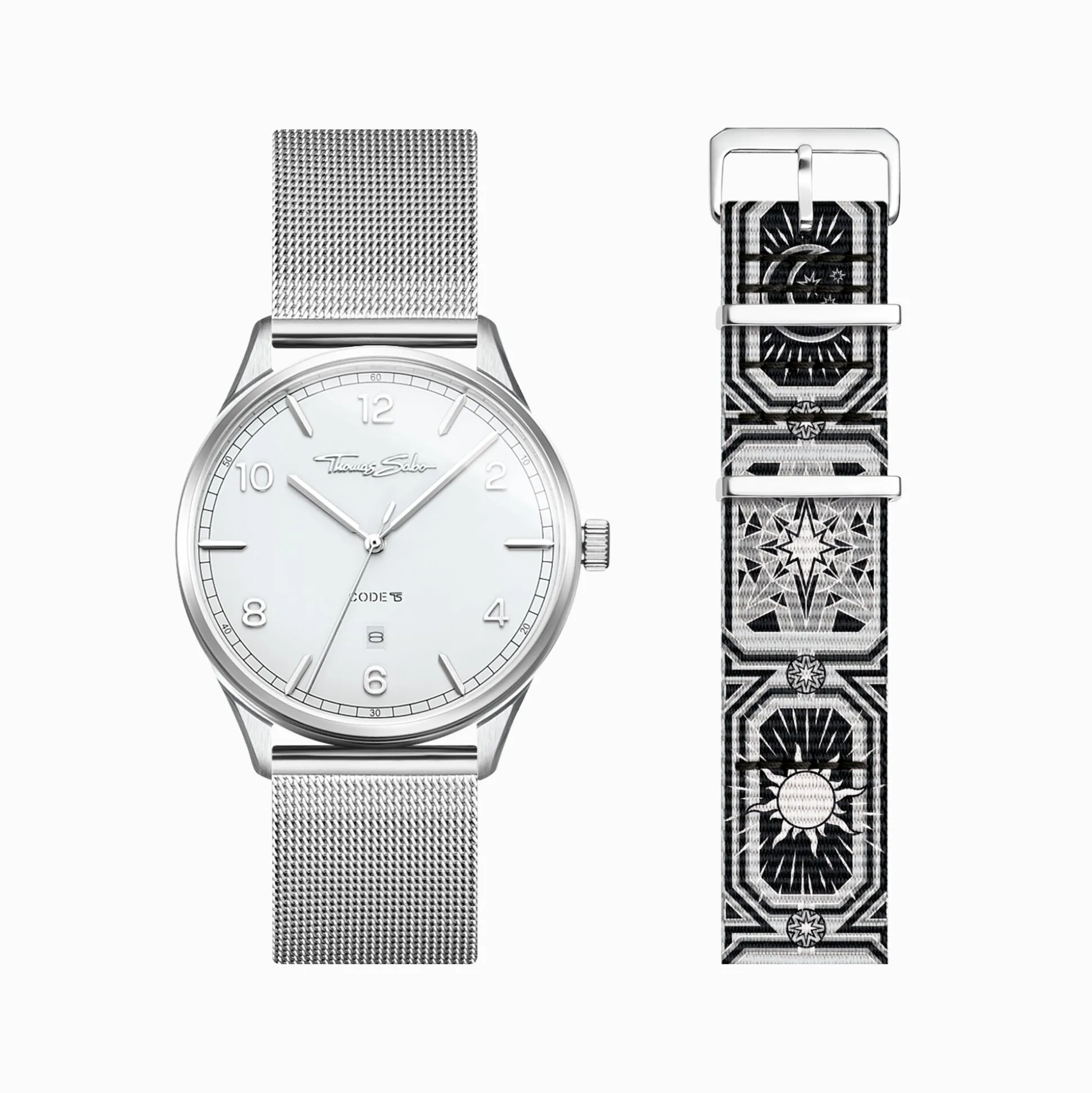 Best Sale Set Code TS weiße Uhr und Armband schwarzer Nachthimmel Damen Uhren|Damenuhren