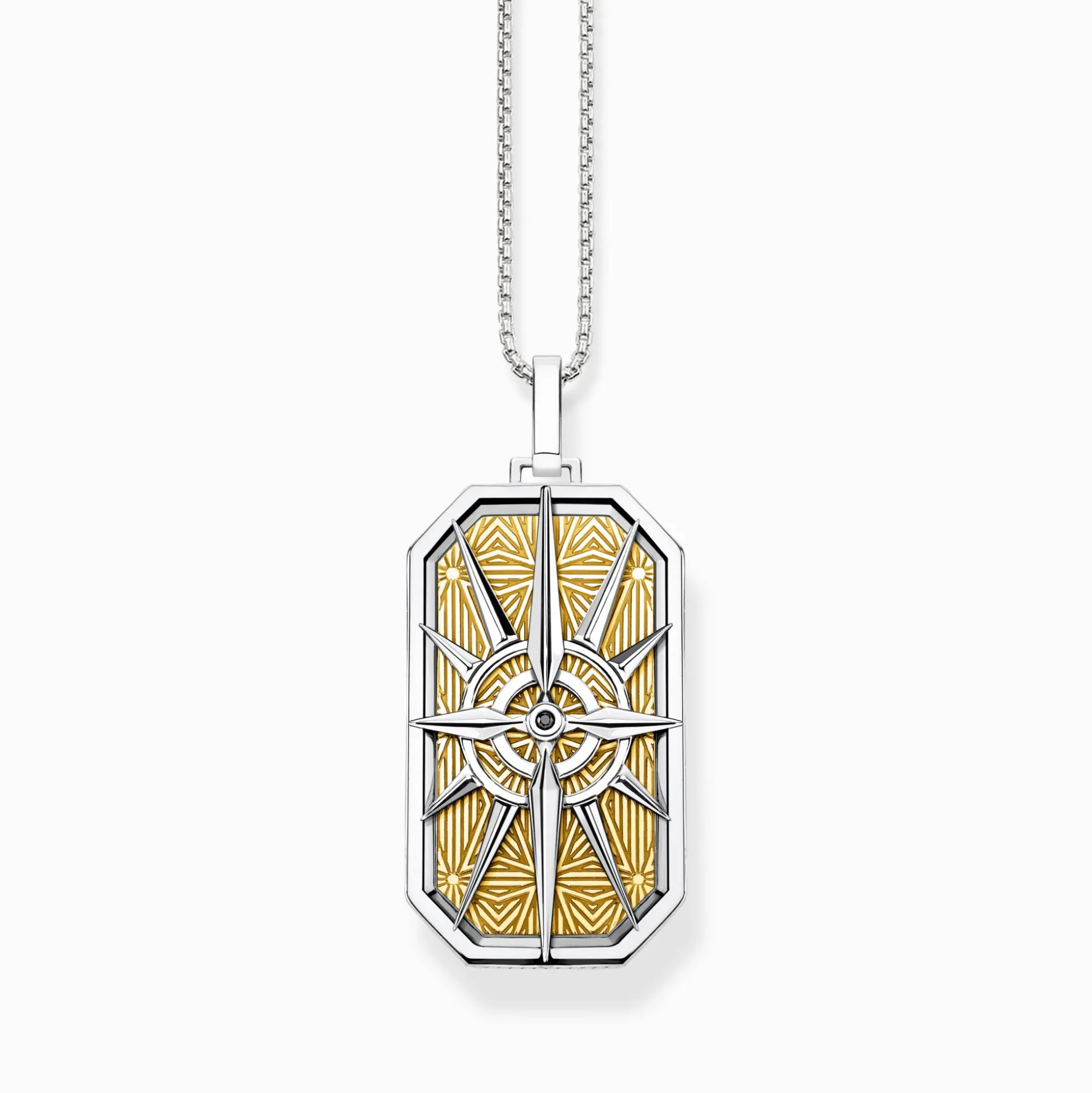 Discount Set Kette Kompass gold und silber Herren Halsketten|18K Vergoldung - 925 Silber