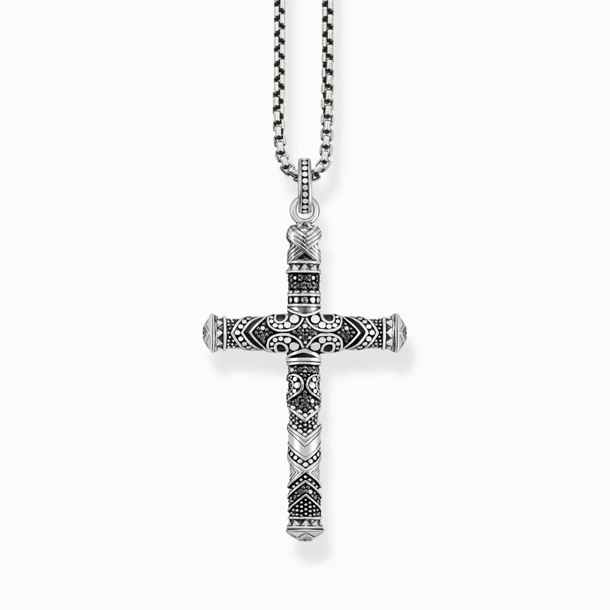 Best Sale Set Kette Maori Kreuz silber geschwärzt Herren Halsketten|925 Silber