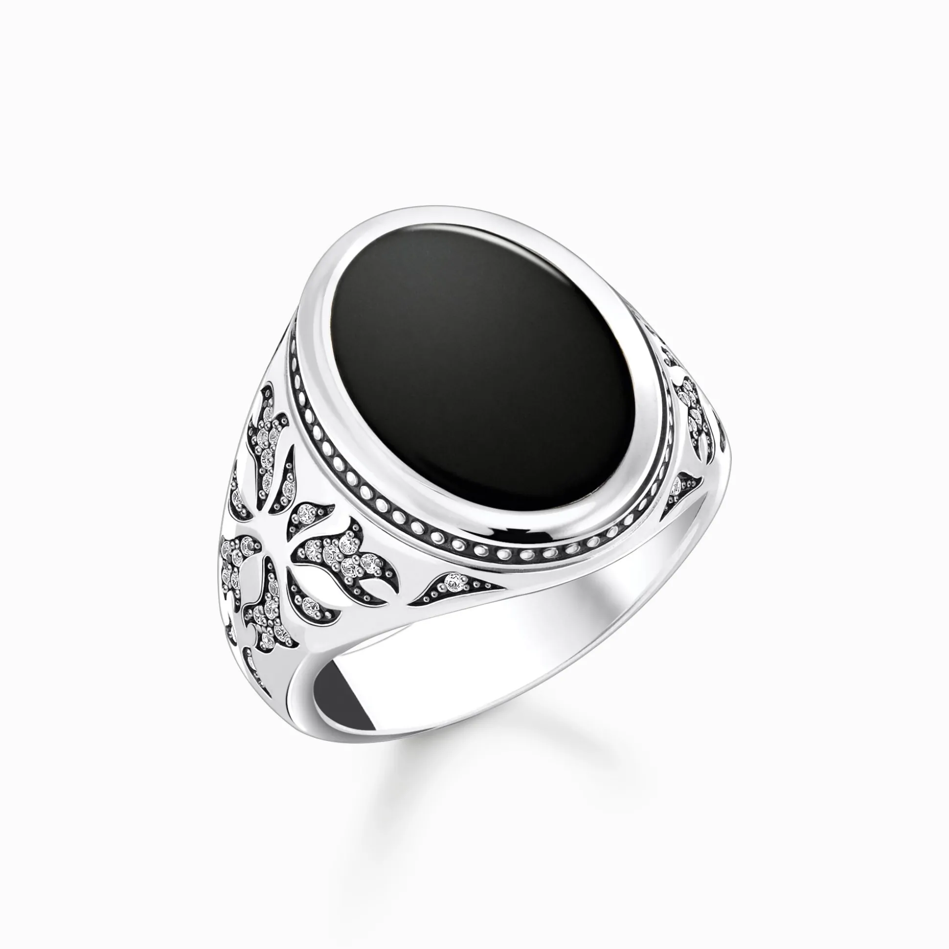 New Siegelring mit schwarzem Onyx Silber geschwärzt Damen Ringe|Ringe