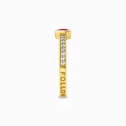 Best Sale Solitärring mit rotem Stein in Herzschliff Silber Damen Ringe|18K Vergoldung - 925 Silber
