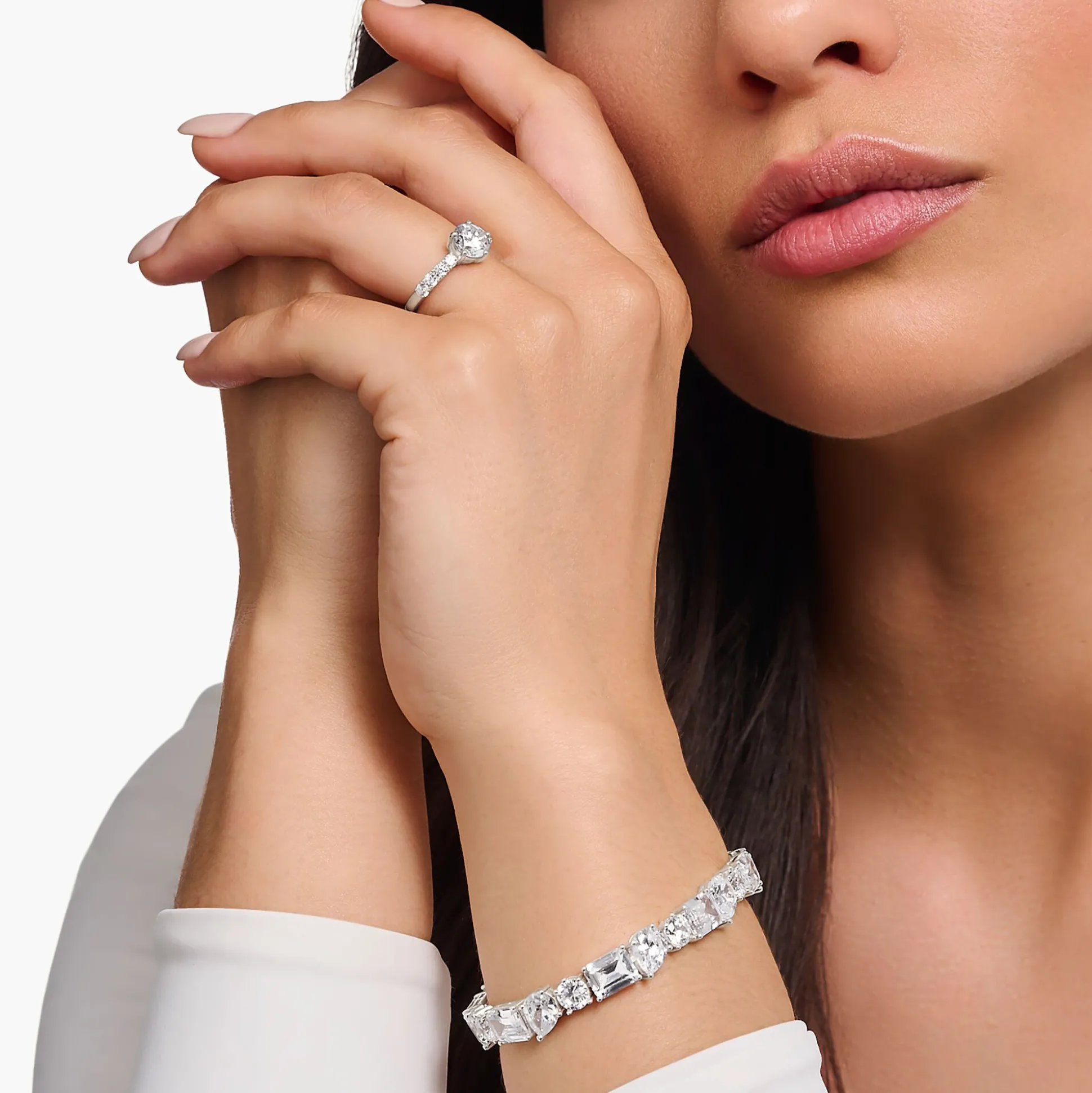 Flash Sale Solitärring mit weißen Steinen Silber Damen Ringe|925 Silber