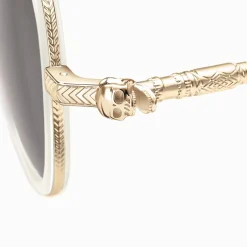 Store Sonnenbrille HARRISON Pilotenform weiß und beige-gold Damen Sonnenbrillen|Sonnenbrillen