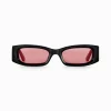Clearance Sonnenbrille Kim schmal rechteckig dunkelrot Damen Sonnenbrillen|Sonnenbrillen