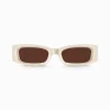 Outlet Sonnenbrille Kim schmal rechteckig beige Damen Sonnenbrillen