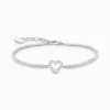 Cheap Tennisarmband Herz mit weißen Steinen Silber Damen Armbänder