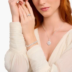 Store Tennisarmband mit 31 weißen Steinen Silber Damen Armbänder|925 Silber