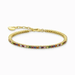 Online Tennisarmband mit bunten Steinen vergoldet Damen Armbänder