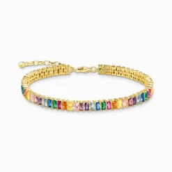 Sale Tennisarmband mit bunten Steinen vergoldet Damen Armbänder