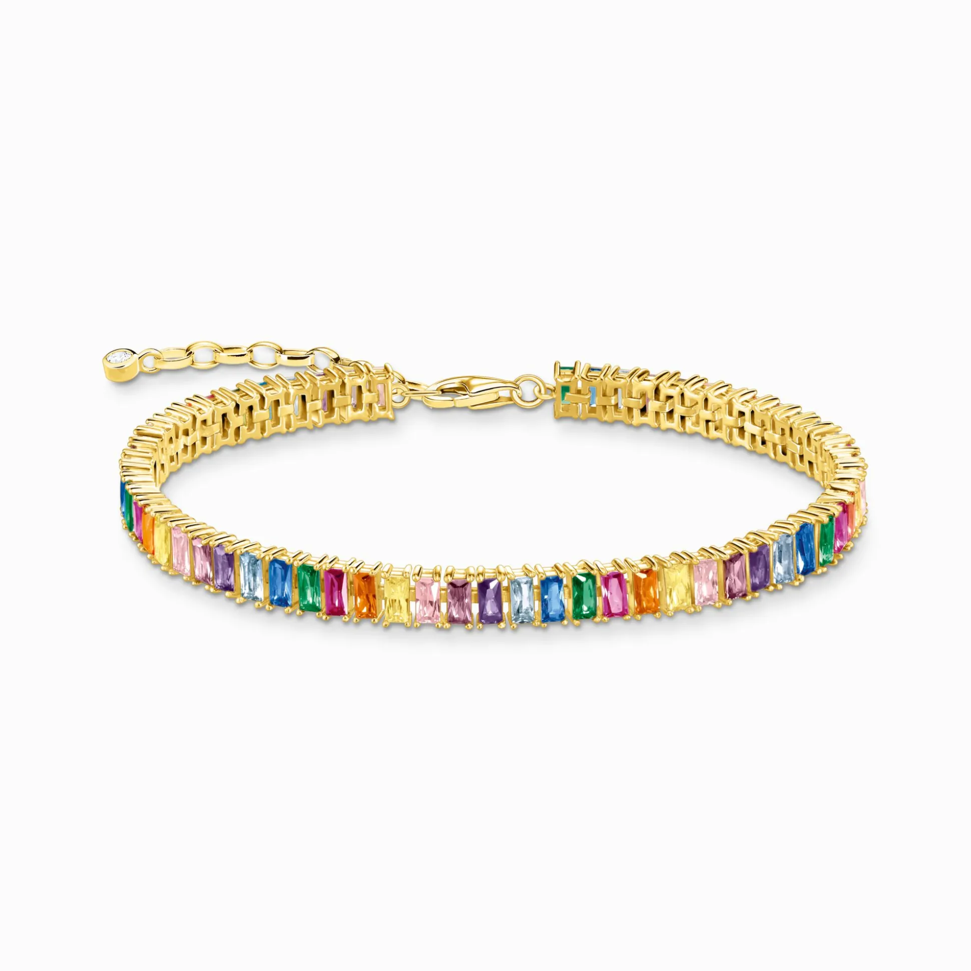 Sale Tennisarmband mit bunten Steinen vergoldet Damen Armbänder