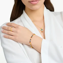 Sale Tennisarmband mit bunten Steinen vergoldet Damen Armbänder