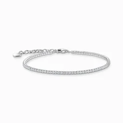 Store Tennisarmband mit kleinen, weißen Steinen Silber Damen Armbänder|925 Silber