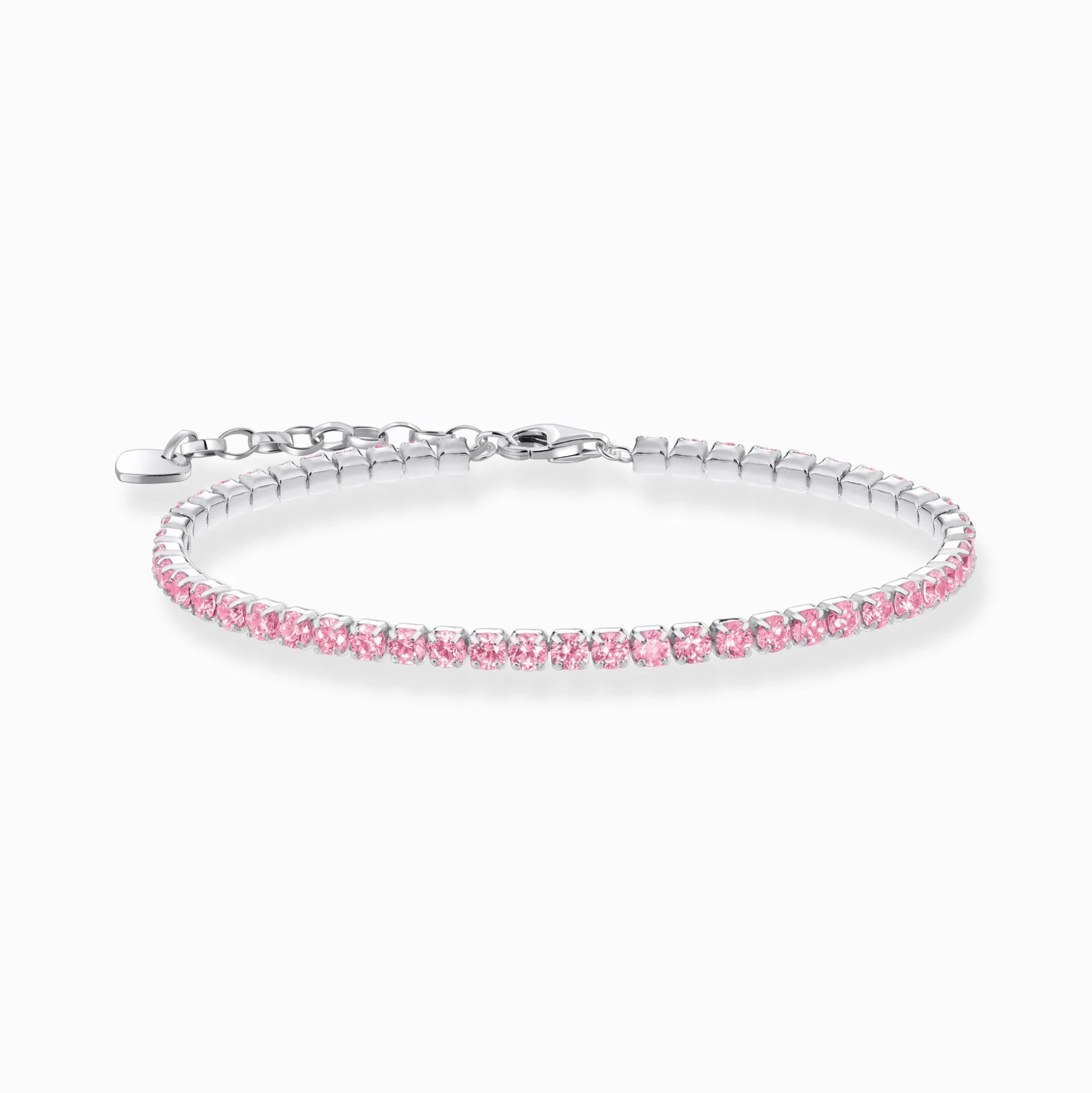 Hot Tennisarmband mit pinkfarbenen Steinen Silber Damen Armbänder|Armbänder